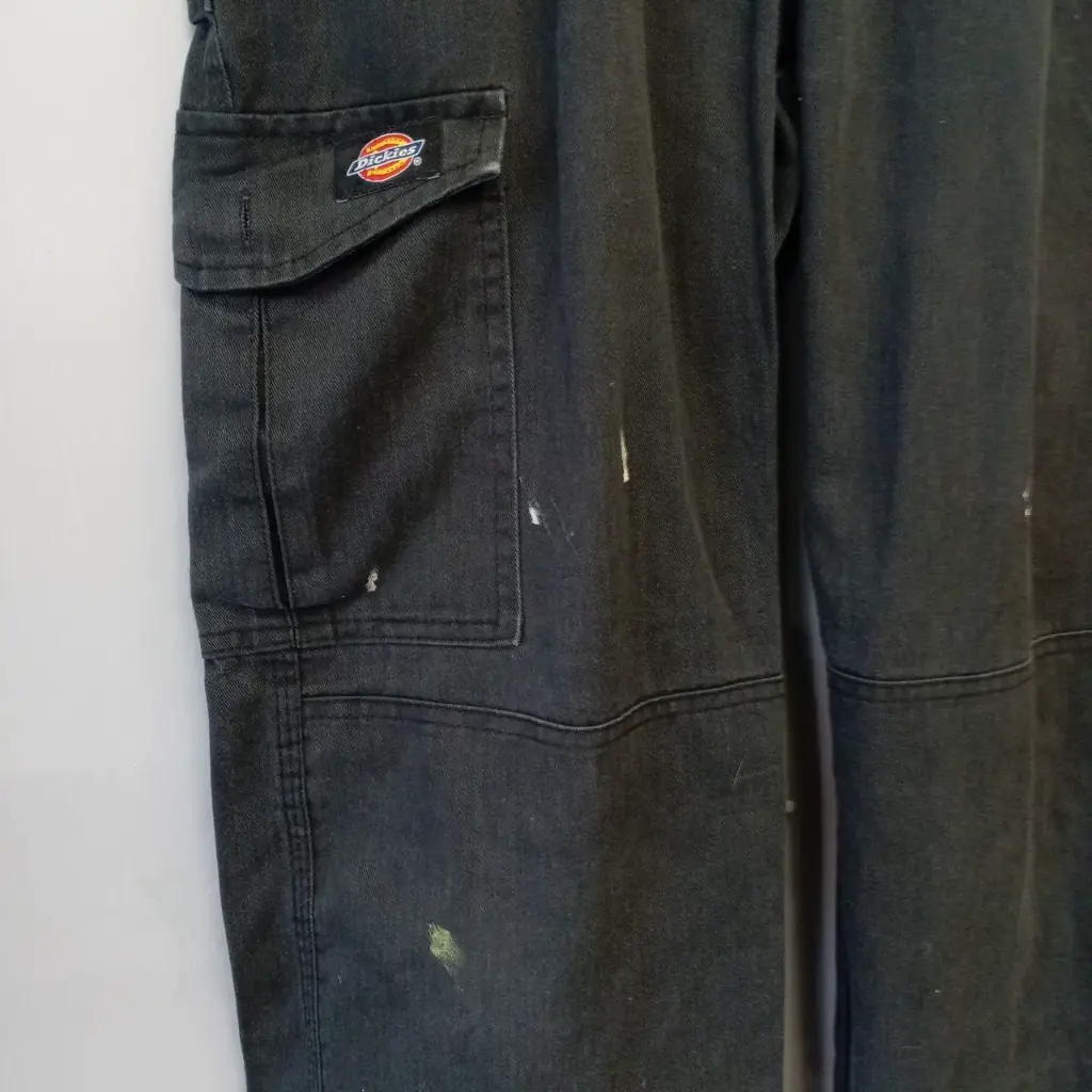 Black Dickies cargo trousers with paint splatters grunge grade C size 32 R 2.webp