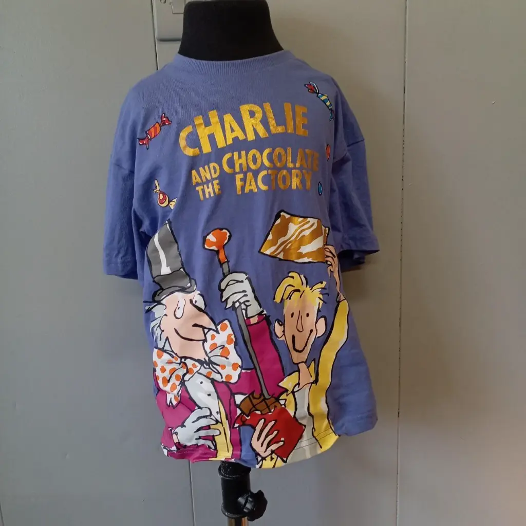 Charlie and the Chocolate Factory graphic tee - blue and yellow retro age 5-6 years 2.webp