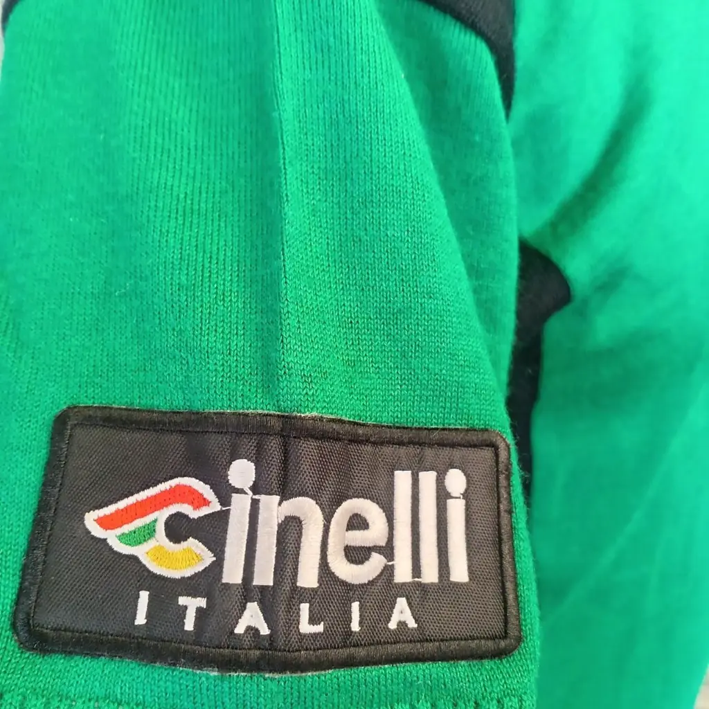 CINELLI ITALIA rare vintage 1990s green and blue retro cycling jersey 3.webp
