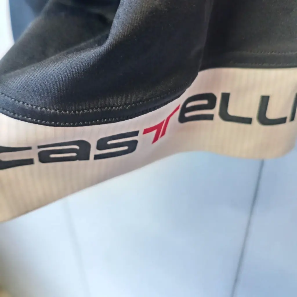 White and red Castelli cycling bib shorts 4.webp