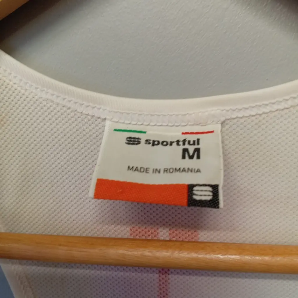 White, black and red Sportful bib shorts vintage 90s 5.webp