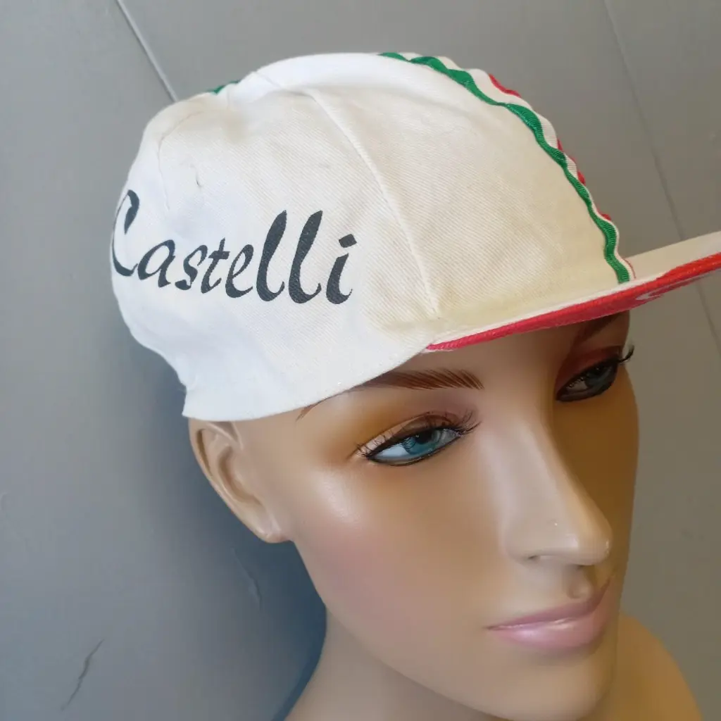 White and red vintage 90s Castelli cycling cap 4.webp