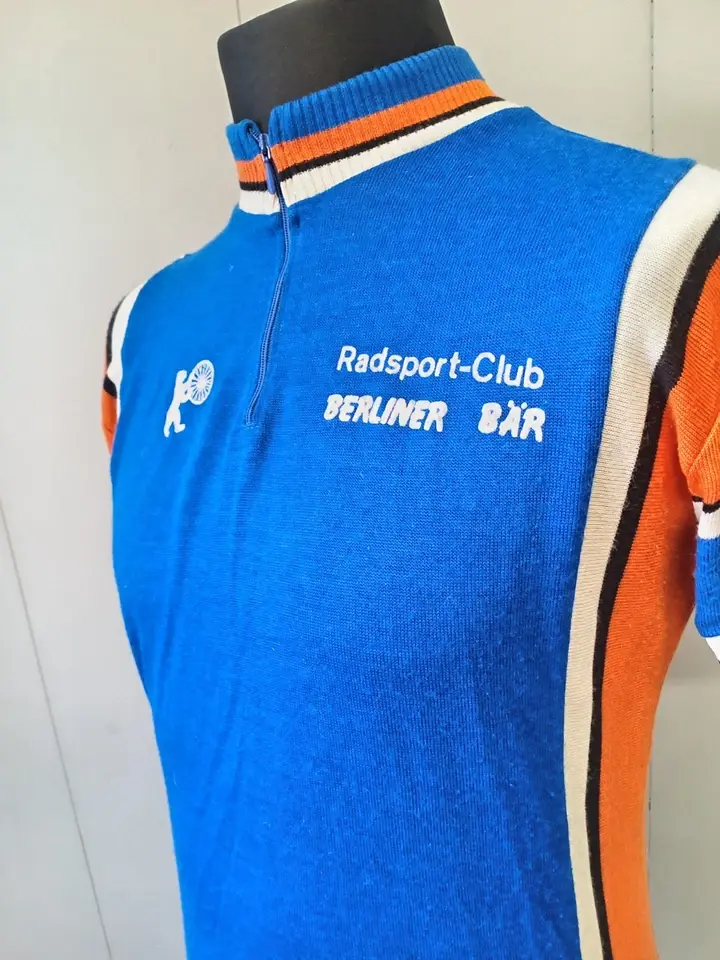 Radsport Berliner Bar 1980's vintage Cycling jersey Blue And Orange 2.webp