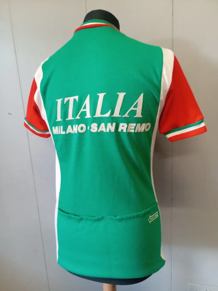 Vintage Italia Milano San Remo cycling jersey 1990s green and white Been Bag 3.webp