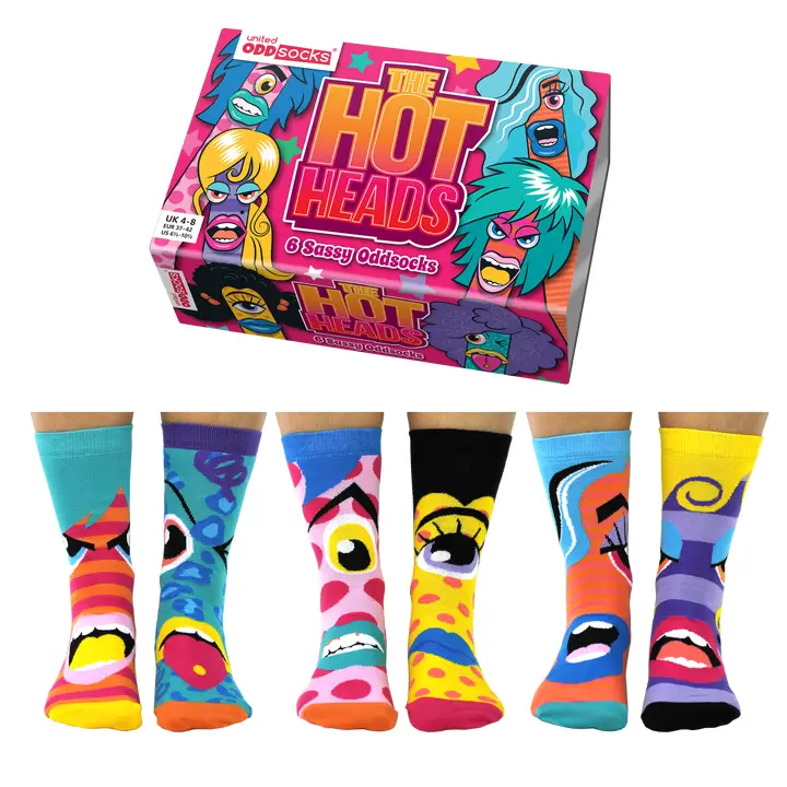 6 Sassy Socks Hot Heads 4-8 size UK