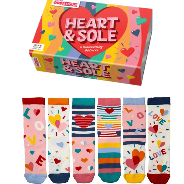 Heart and Sole 6 Odd Socks 4-8 size UK