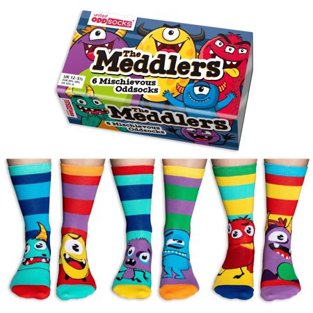 The Meddlers 6 Funky Oddly Coordinated Kids Socks UK size 12-5.5