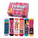 Feline Good Cat Odd socks UK size 4-8 Box of 6