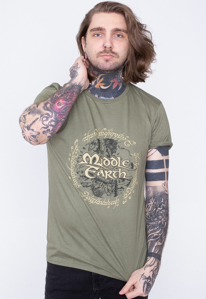 The Lord of the Rings T-Shirt - Middle Earth S to XXL  Olive