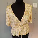 Primark Women's White and Yellow Blouse
