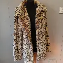 Leopard print faux fur coat