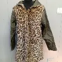 Reversible Leopard print faux fur and nylon coat with hood 