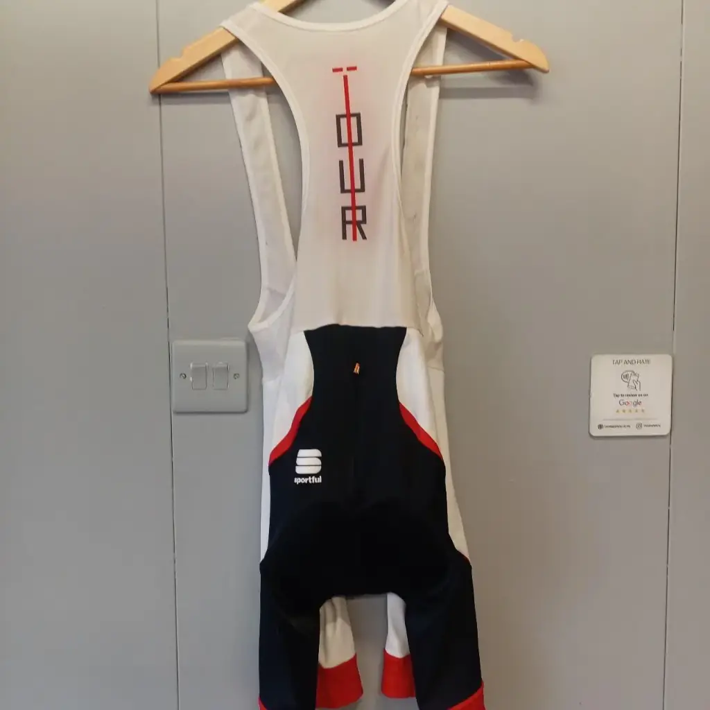 White black and red Sportful bib shorts vintage 90s