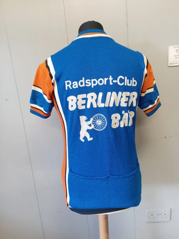 Radsport Berliner Bar 1980's vintage Cycling jersey Blue And Orange