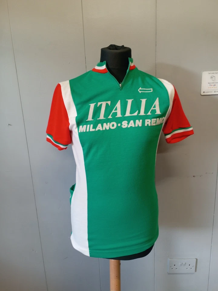 Vintage Italia Milano San Remo cycling jersey 1990s green and white Been Bag