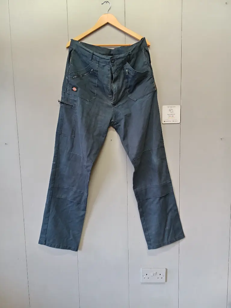Dickies navy blue cargo pants with multiple pockets skater faded and lots of wear size UK 38 inside leg 37 inches