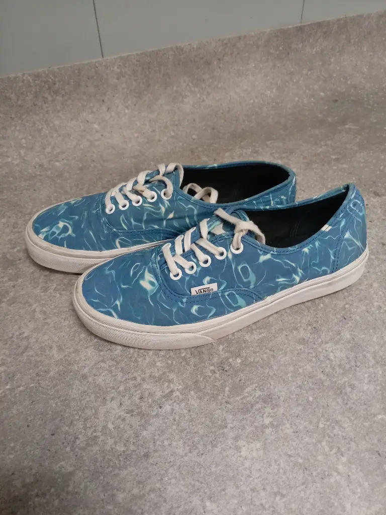 Women Men VANS Authentic Water Wave Blue Athletic Skateboarding Shoes Trainers Sneakers Runners Size 8