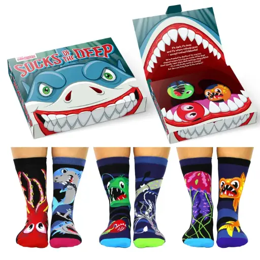 Socks of the Deep UK size12-5 1/2 Box of 6