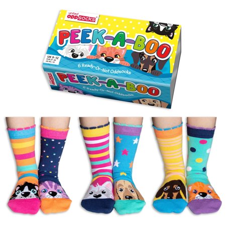 Peek-a-Boo 6 Oddly Coordinated Funky Kids Socks UK Size 9-12