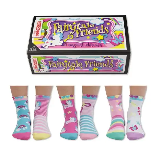 Fairytale Friends Girls Unicorn Mismatch Pink Socks UK size 9-12 box of 6
