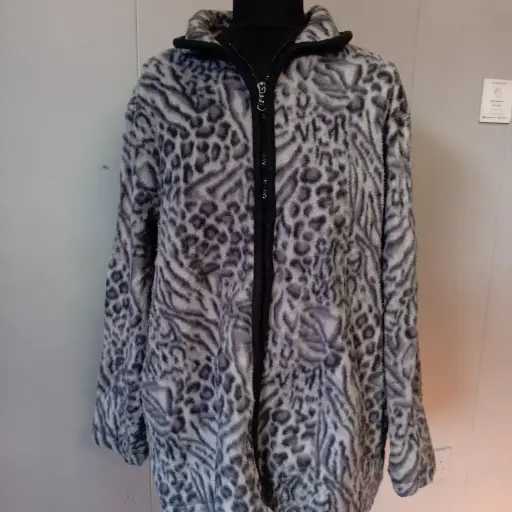 Alfred Dunner Women's Black and Grey Cardigan Fleece
