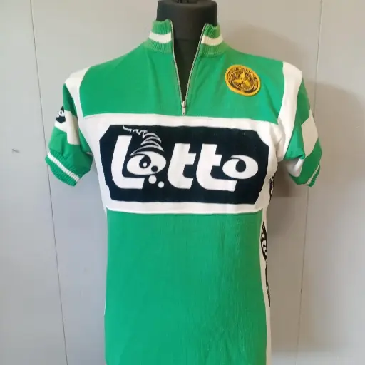 1980s green and white Lotto cycling jersey