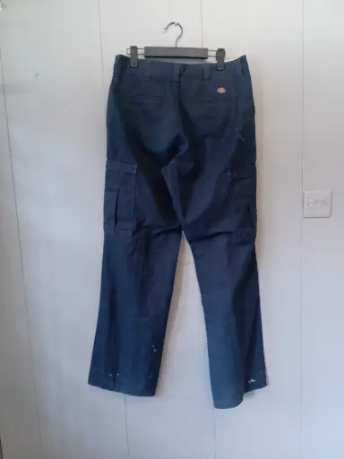 Faded black Dickies cargo trousers with a distressed look grunge size UK 38 leg 31 inch